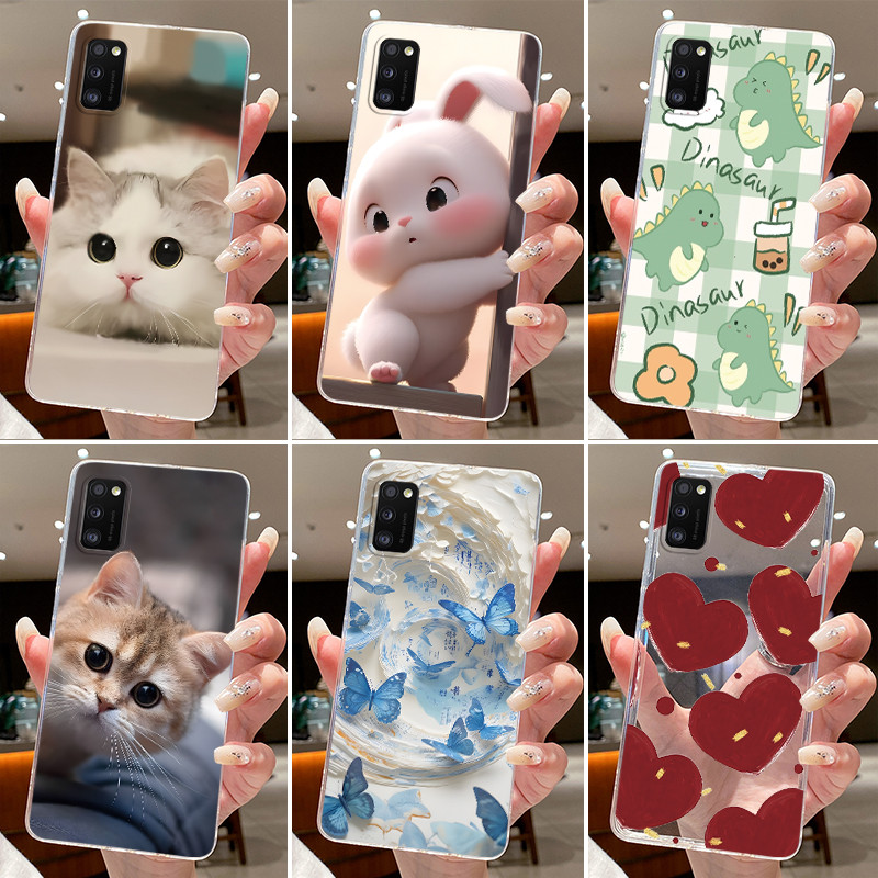 Ốp Lưng Cho Samsung Galaxy A41 Silicon Trong Suốt Jelly Mềm TPU Ốp Lưng Cho Samsung A41 Thỏ Dễ Thươn