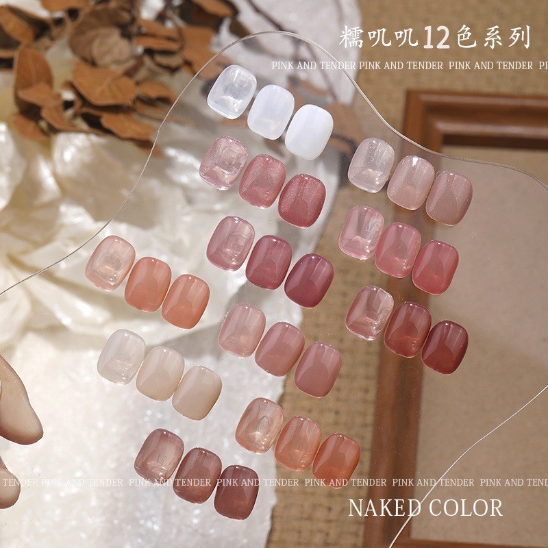 Làm Móng Tay Glutinous Jiji Ice Màu Trong Suốt Sơn Móng Tay Keo Phong Cách Mới Phổ Biến Hoa Trắng Nư