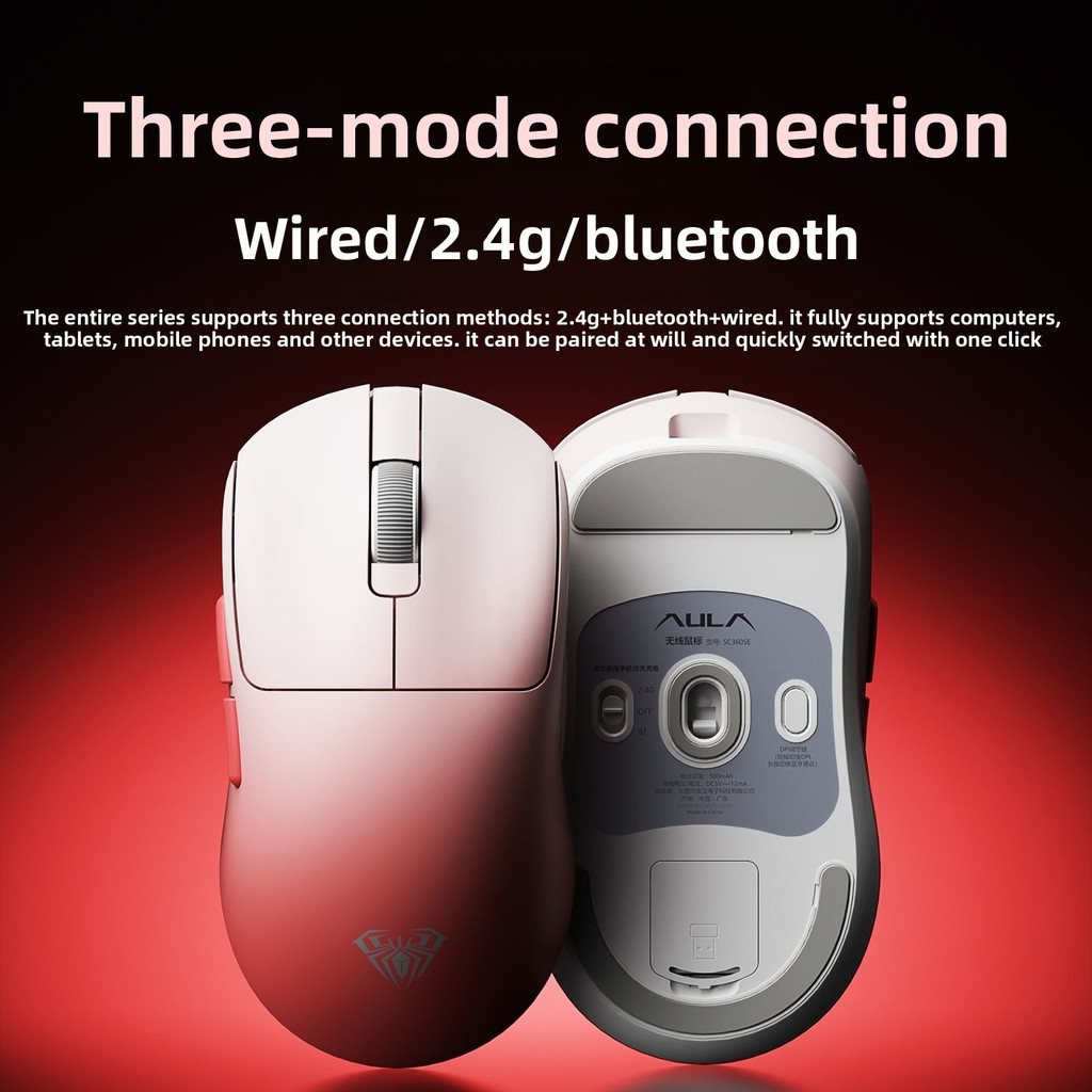 AULA SC360SE Không Dây Bluetooth Có Dây Ba Chế Độ Chuột 10000DPI Trò Chơi Tay Nhỏ Và Vừa Nhẹ Máy Tính Notebook Chuột | BigBuy360 - bigbuy360.vn