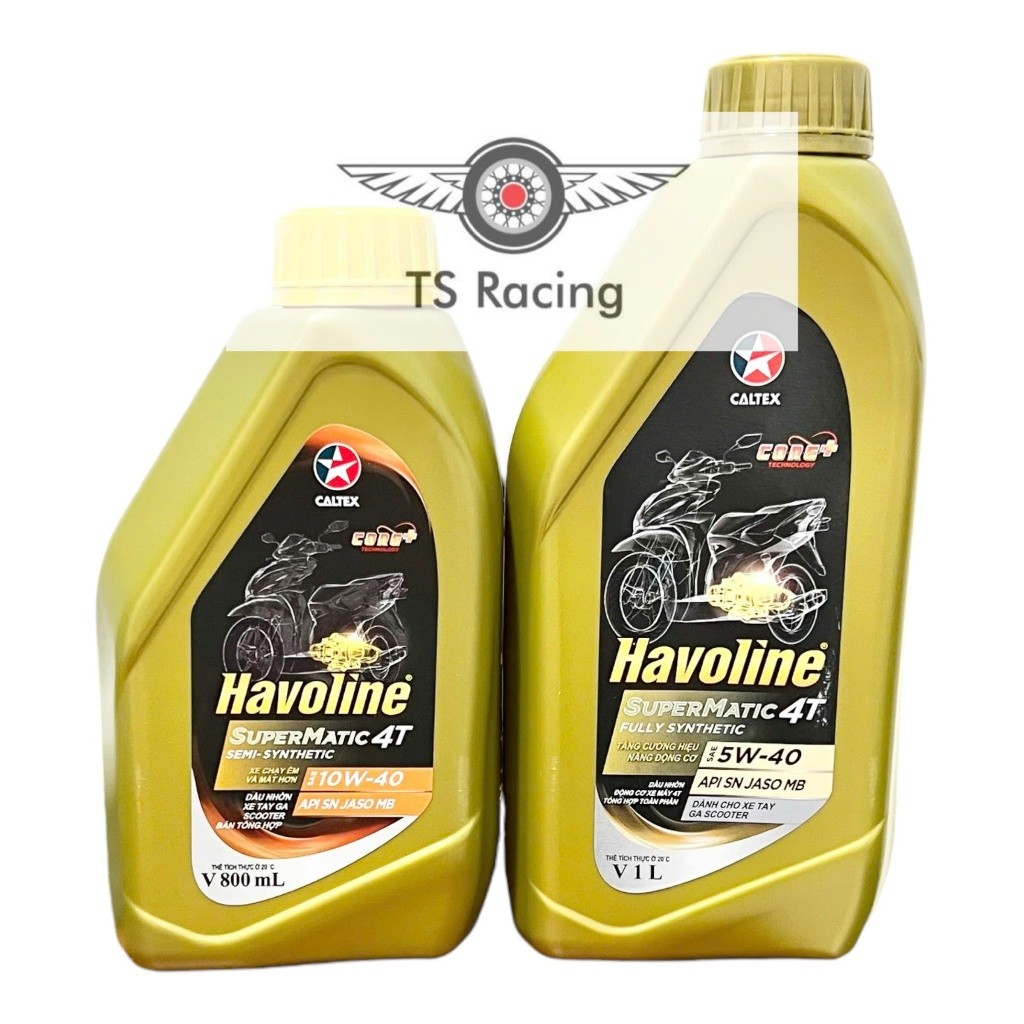 Nhớt caltex havoline supermatic 4t 0.8L 1.0L 10w40 5w40 - xe tay ga (Chai Vàng Nắp Vàng)