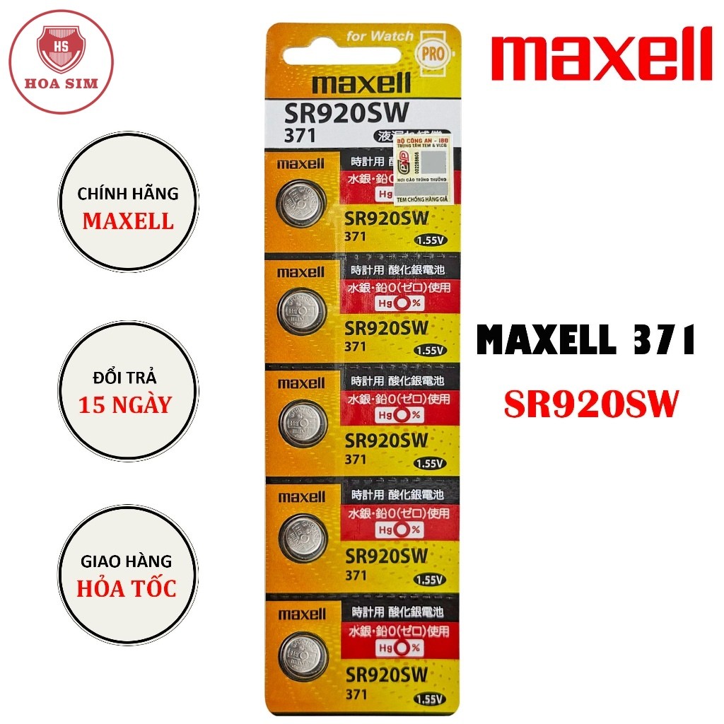 Pin Maxell 371 SR920SW dành cho đồng hồ dùng pin 371/ SR920SW/ 371RW/ 370/ AG6