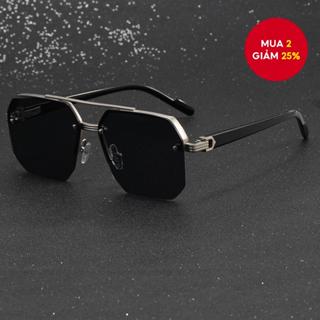 Quà Tặng Giáng Sinh Kính Mát Retro Nam Quá Khổ Bán Vành Đen UV400 Kính Mắt Thời Trang