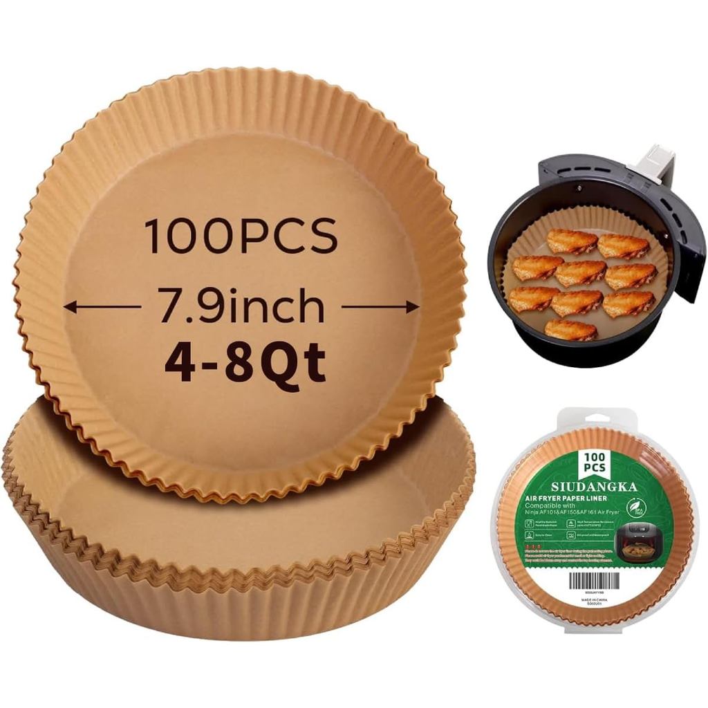 Air Fryer Liners cho Ninja Air Fryer, 100 Chiếc Giấy Lót Dùng Một Lần Cho Hầu Hết 4-8QT AirFryer