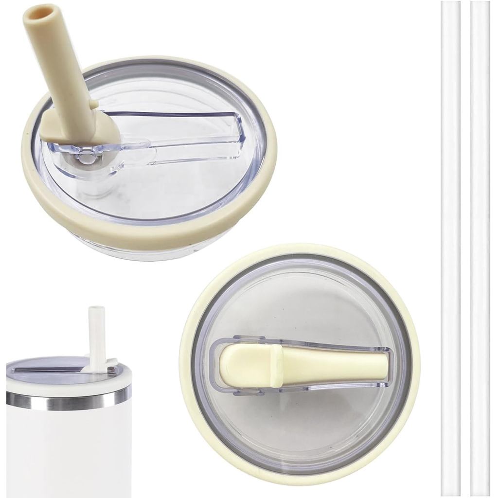 40 OZ Tumbler Nắp Thay Thế Cho Stanley Quencher, 2 Gói Nắp Thay Thế Ống Hút Lật Với 2 Ống Hút Cho 40