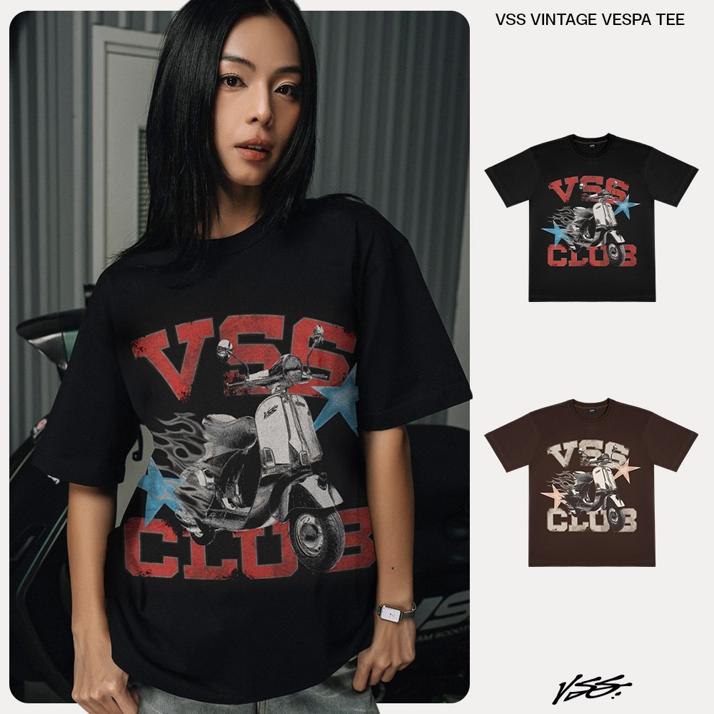 Áo Thun Nam Nữ VSS Chính Hãng Vải Cotton 2 Chiều Thoáng Mát Form Rộng Hình In Charm 2 Màu - VAT06
