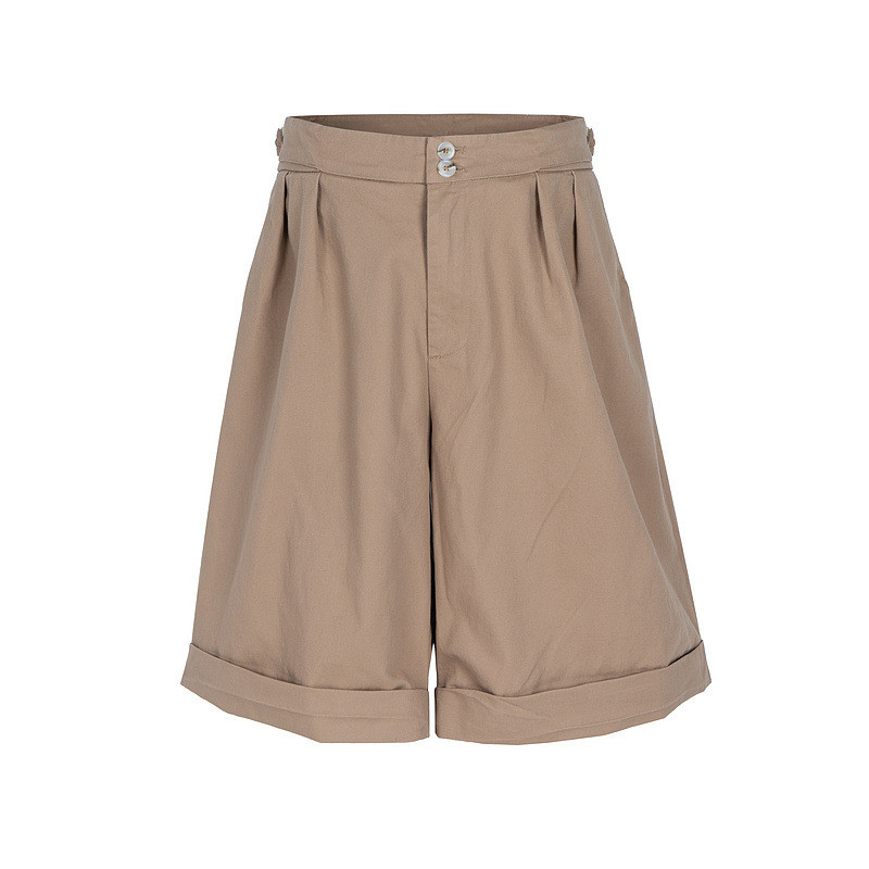 UNJS American Retro Designer Series5Loose Pleated Design Straight-Leg Versatile Shorts for Men and W