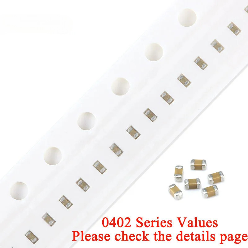 100 Chiếc 0402 SMD Chip Tụ Gốm Nhiều Lớp 0.5pF - 10uF 10pF 100pF 1nF 10nF 15nF 100nF 0.1uF 1uF 2.2uF