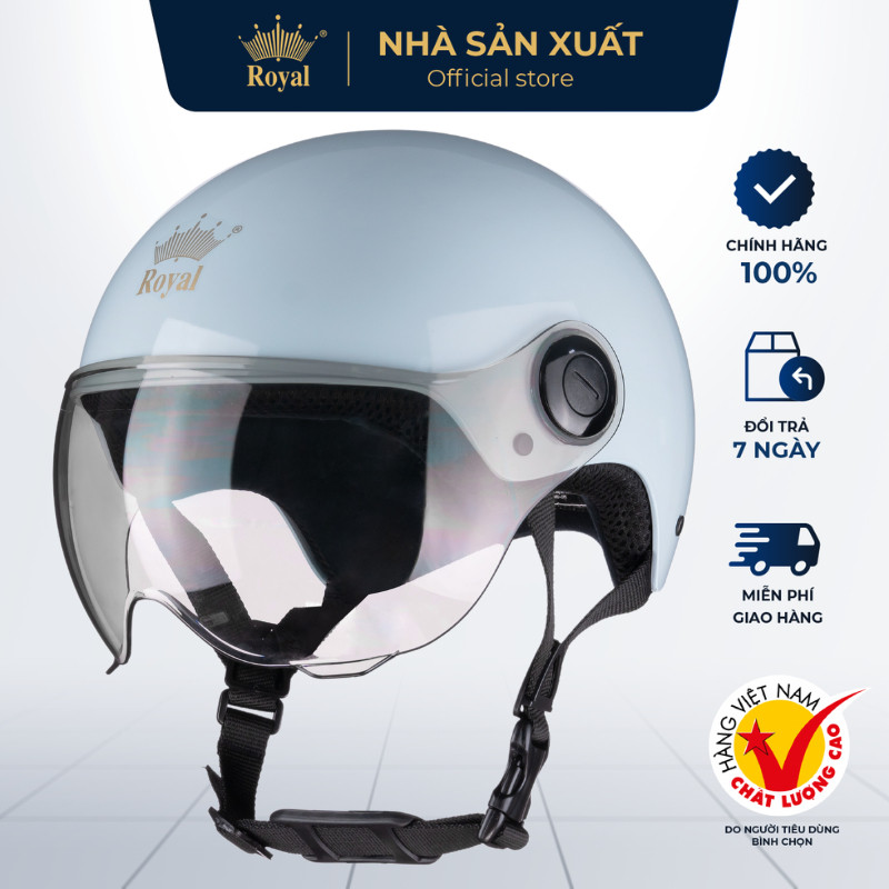 Mũ Bảo Hiểm Nửa Đầu Royal Chính Hãng M162K Hợp Nam Nữ Kính Chống Tia UV