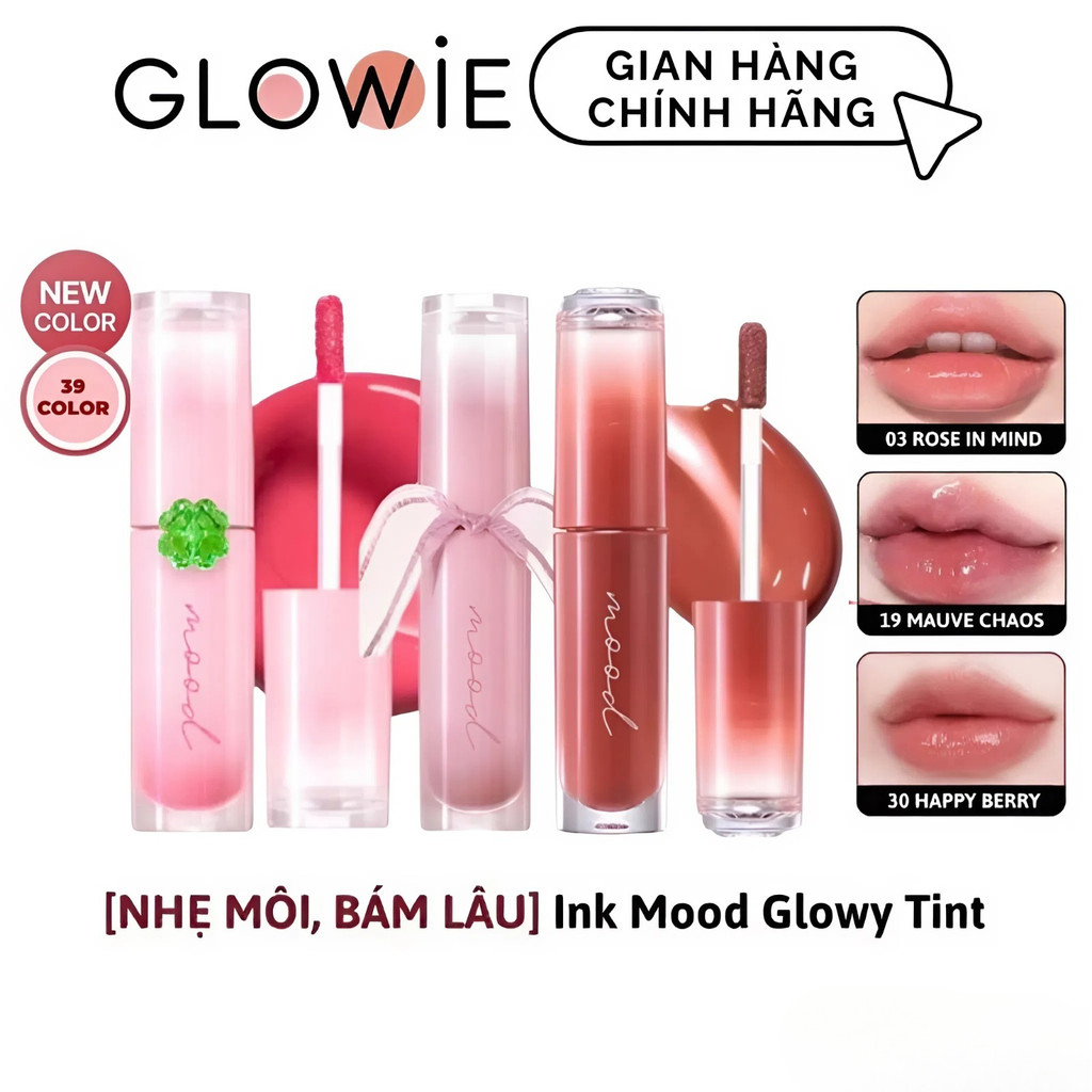 Son Tint Bóng Peripera Ink Mood Glowy Tint 4g Cho Đôi Môi Căng Mọng Màu 01, 02, 03, 04, 05
