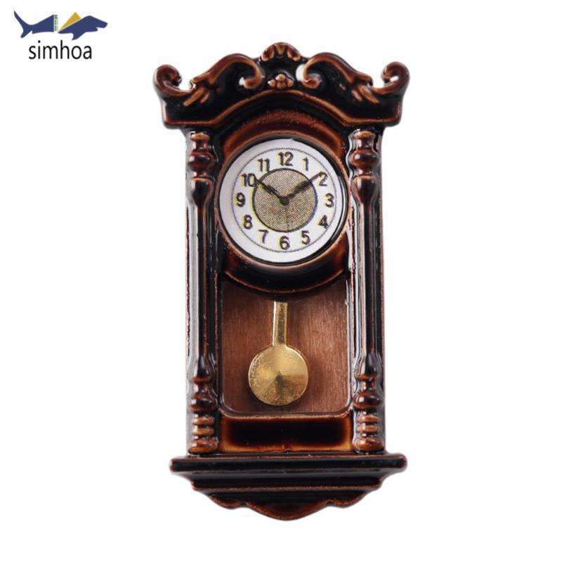 Simhoa 1 / 12 Nhà Búp Bê Mô Hình Thu Nhỏ Đồng Hồ La Mã DIY Accs Đồng Hồ La Mã Thực Tế Đồng Hồ Treo T