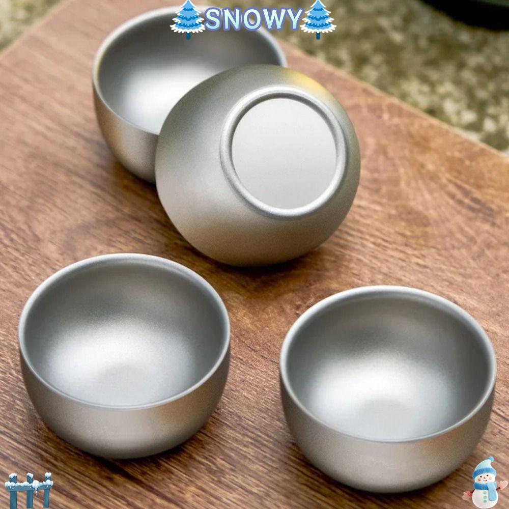 SNOWY Tea Cup, Bộ đồ ăn trà titan nguyên chất nhỏ, Ấm trà hai lớp 45ML 45ML Cắm trại