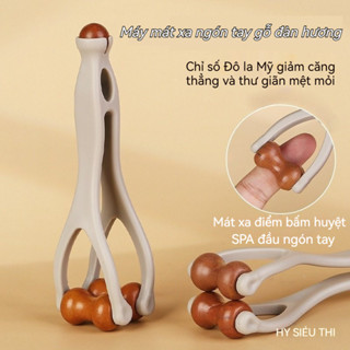 Máy mát xa ngón tay gỗ đàn hương - Dụng cụ trị liệu bấm huyệt để giảm cơ tay, Gậy Massage kinh tuyến để cải thiện lưu thông máu, Con lăn chống căng thẳng cho đường hầm cổ tay & viêm khớp