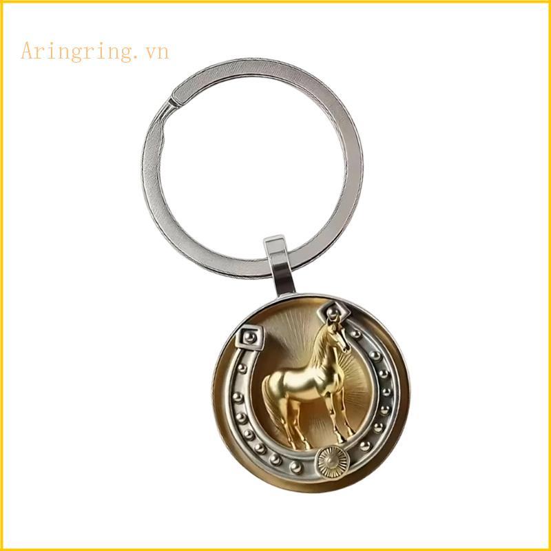 Exquisite Embossed 2D Horseshoe Design Key Chain Accessory for Keyring or Necklace Use