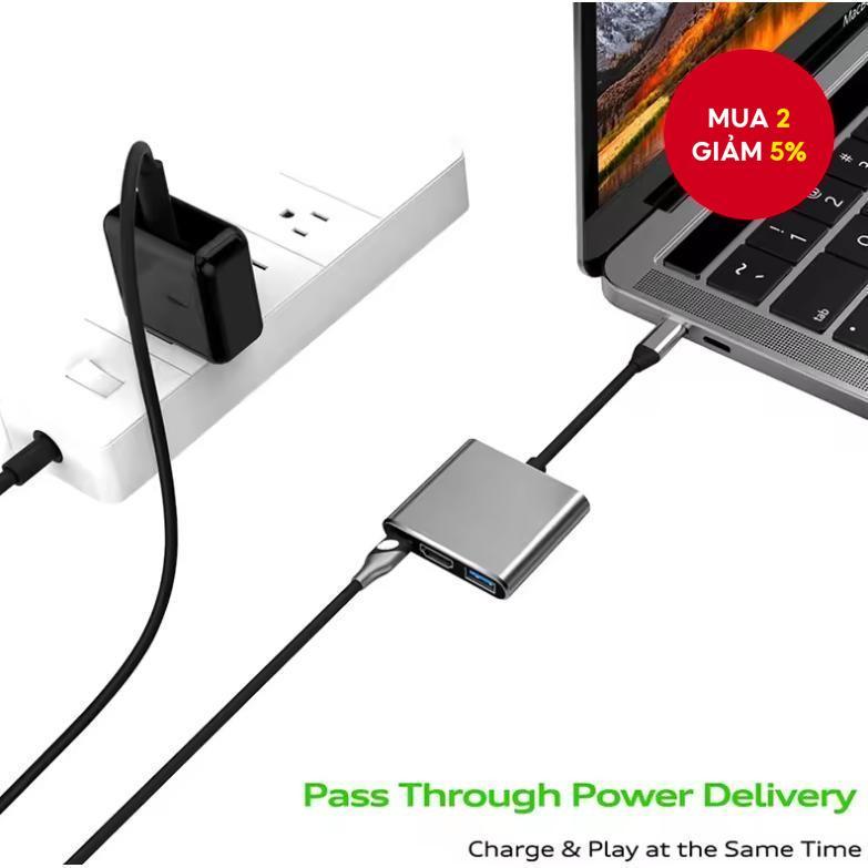Cổng Usb 3 Trong 1 Cho Macbook Air, Bộ Chia Usb-c Sang Hdmi, Đế Cắm Usb Type-c Sang HDMI