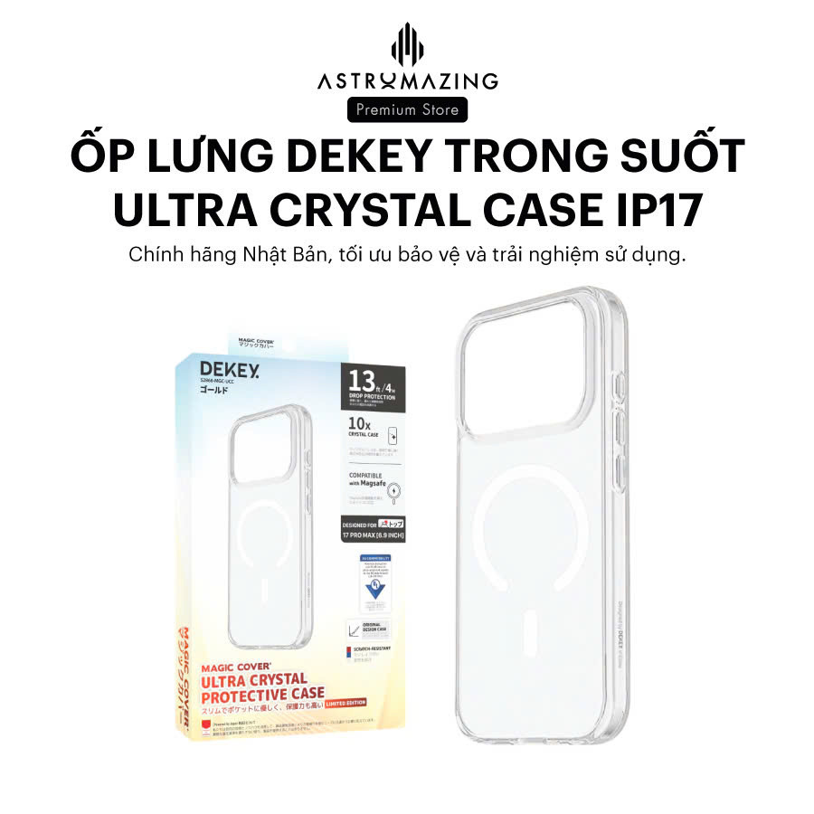 Ốp lưng DEKEY Magic Cover Ultral Crystal with Mag_safe for iP 17 Series
