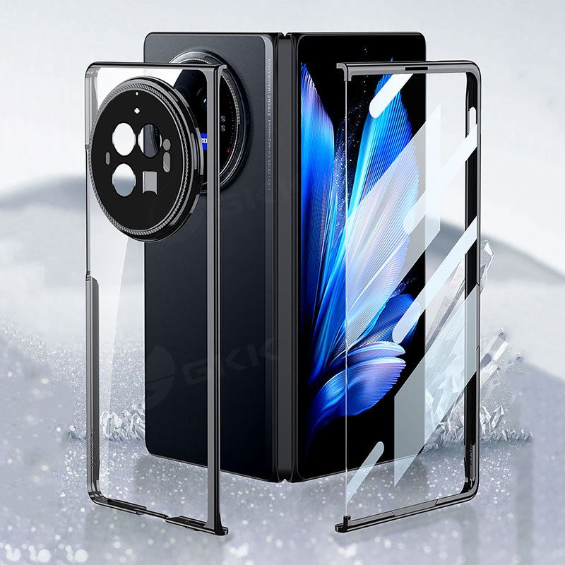 Ốp Lưng Cứng Mạ Sang Trọng LUSHUO Cho Vivo X Fold 3 Bảo Vệ Toàn Diện Có Kính Trước Trong Suốt Cho Vi