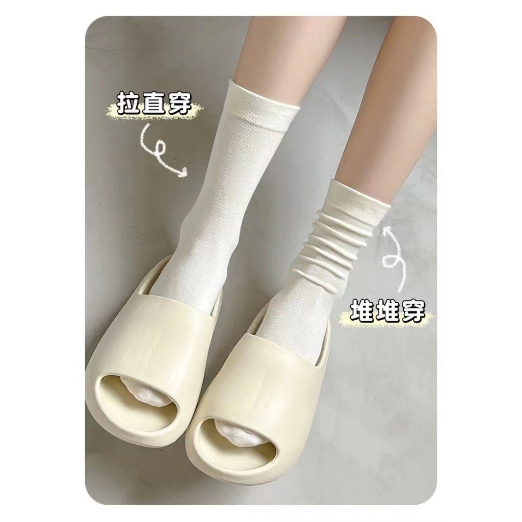 Set 10 đôi tất nữ cổ cao trơn basic 3 màu, cotton mỏng co giãn, đi học đi làm siêu xinh | BigBuy360 - bigbuy360.vn