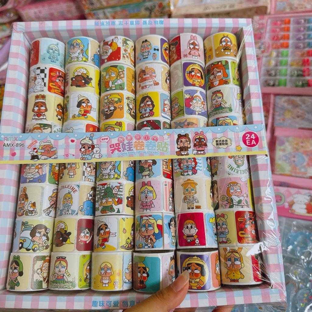 sir khay 48 cuộn sticker dán baby cry đáng yêu