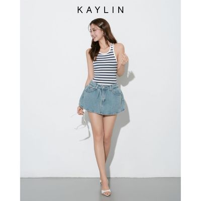 Chân váy JEAN KAYLIN form bồng chất vải denim dầy dặn phong cách cá tính - N2344