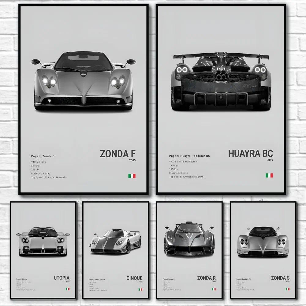 Cool P-Pagani Supercar HUAYRA BC CINQUE ZONDEA R Poster Dán Tường Nghệ Thuật In Chống Thấm Nước Nhà 