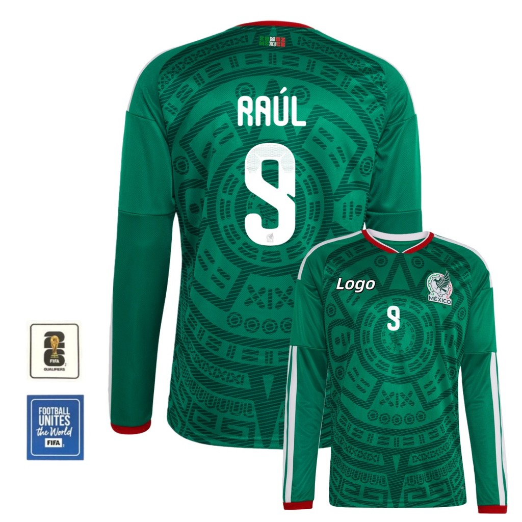 Ao thun bóng đá dài tay Mexico 2026/27 phiên bản người hâm mộ, in tên RAÚL số 9