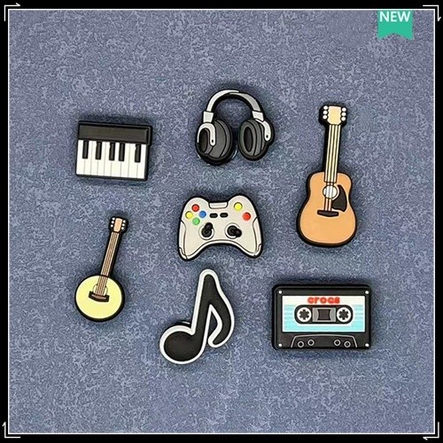 Charm Sticker gắn dép 1 Nút bấm trang trí giày kiểu tai nghe hoạt hình Thích hợp cho phụ kiện giày có lỗ