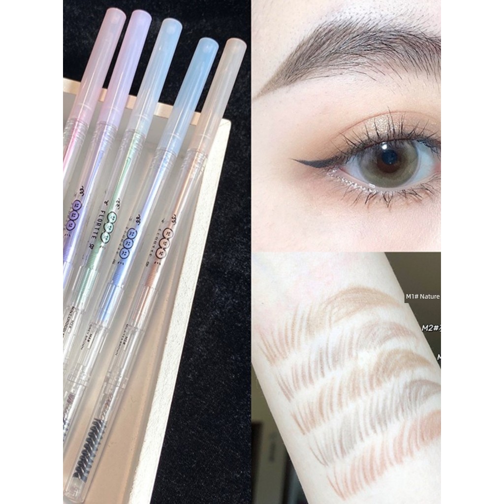 Flortte Flortte Flortte Bút chì kẻ mày siêu mịn hai đầu Flortte Kem nhuộm lông mày Nữ chống thấm nướ