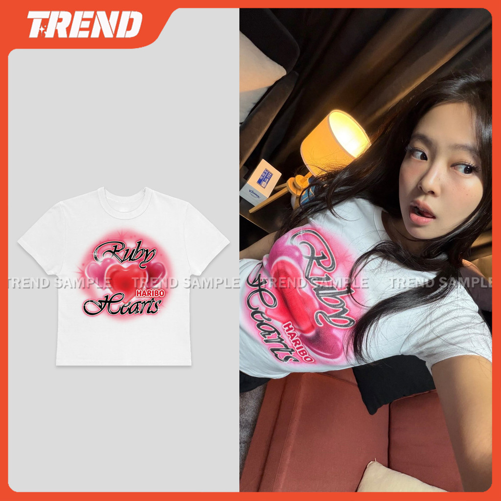 KPOP Blackpink Jennie x Haribo Merch - Áo Thun Crop Top Bông Unisex, In Hình Phù Hợp Nhiều Kích Cỡ
