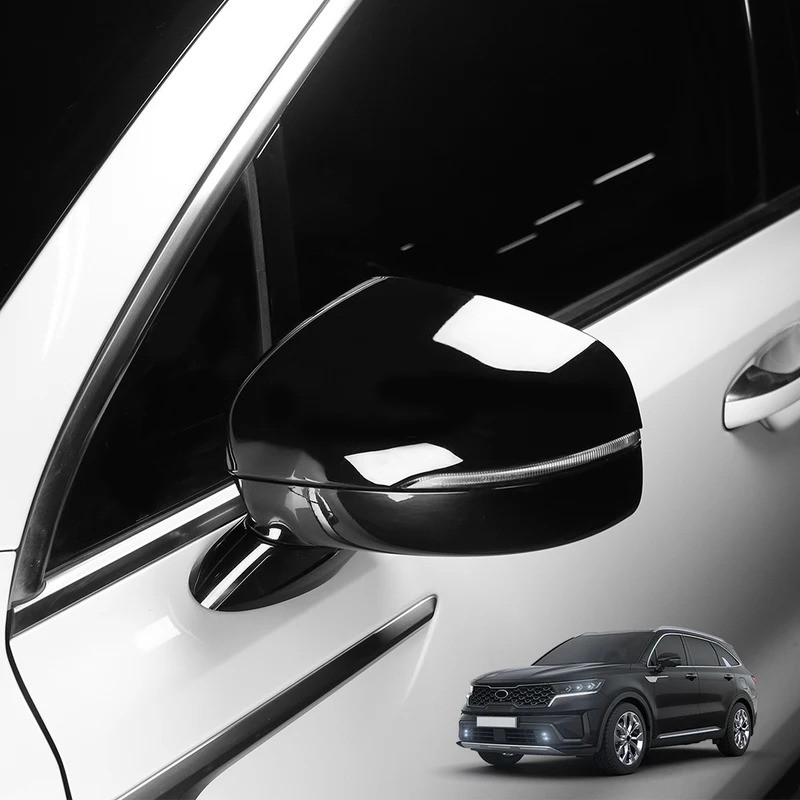 Gương Dành Cho Xe Kia Sorento MQ4 2021-2026 Ô Tô Bên Ngoài Phụ Kiện Sáng Màu Đen Phía Sau Gương Nắp 