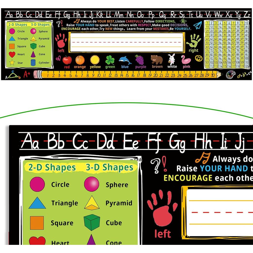 Thẻ tên tự dính 17,3 x 5 Inch cho bàn học sinh trong lớp học, biển tên bản thảo đa năng có chữ cái b