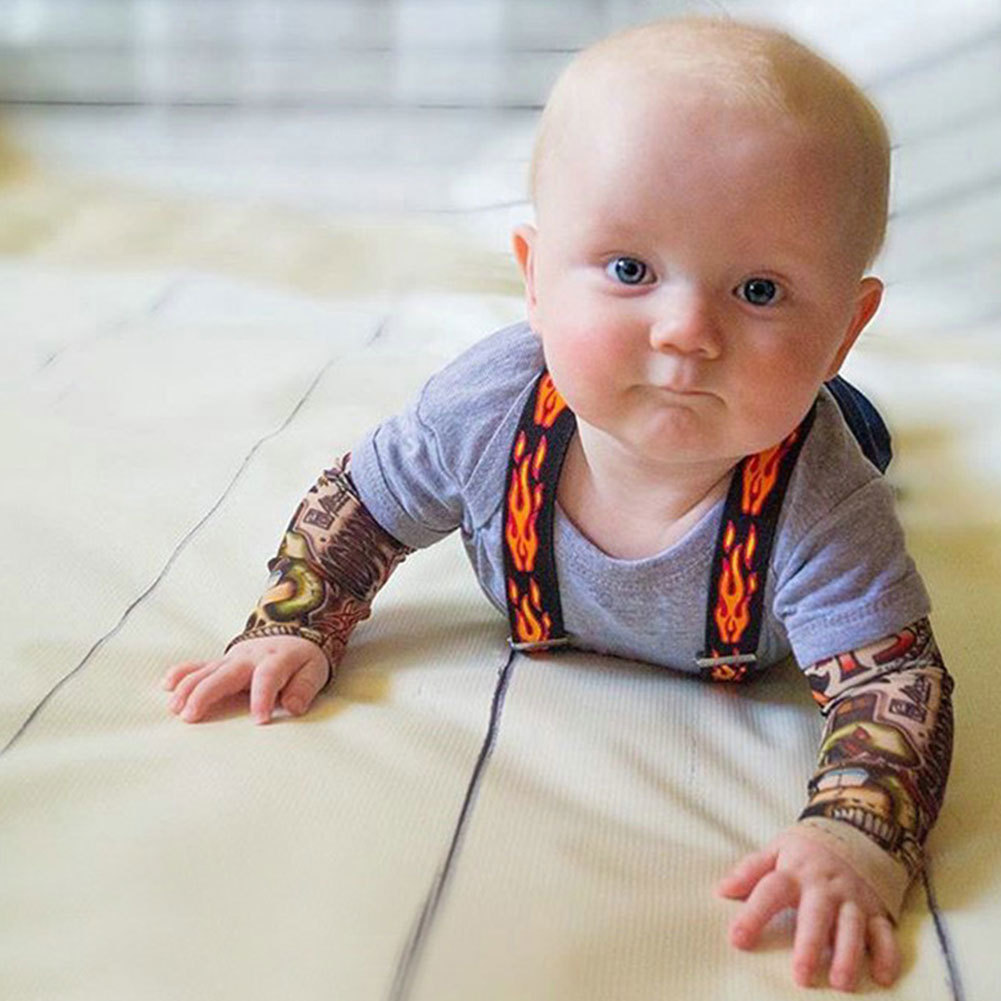 Bộ áo liền quần in hình xăm cho bé trai bé gái mùa thu in hình xăm độc đáo làm cho bé nổi bật. Đi ch