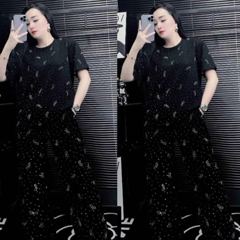 Set Nhung Đính Đá Quần Ống Suông BIGSIZE 60-100kg