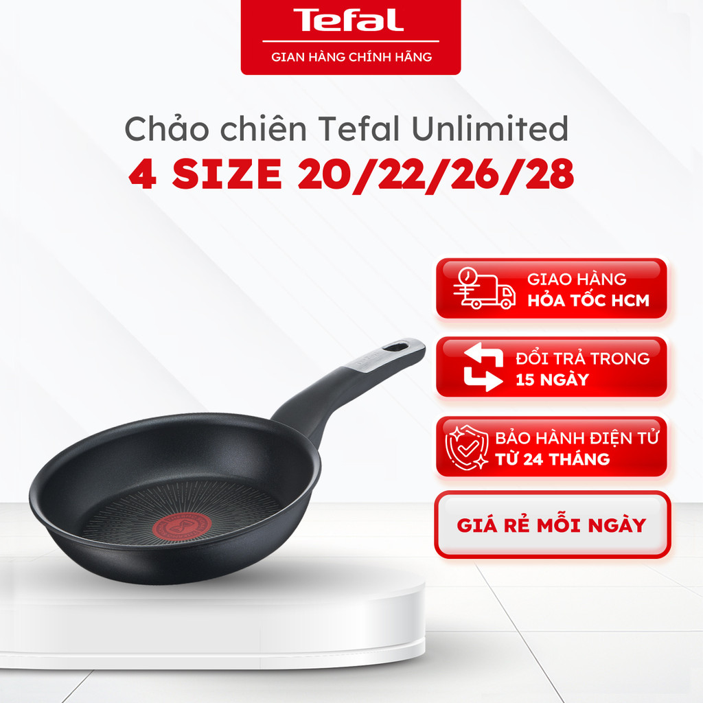 Chảo chiên Tefal Unlimited - 4 size - Hàng chính hãng, bảo hành 24 tháng [HOẢ TỐC HCM]