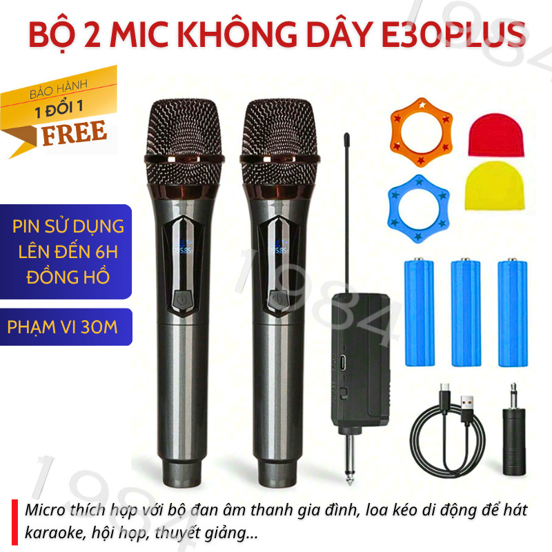 Micro Đa Năng Ehoona E30 Plus 2 Micro Pin Sạc, Chất Lượng Âm Thanh Chân Thực, Mic Hát Nhẹ, Cho Ra Âm