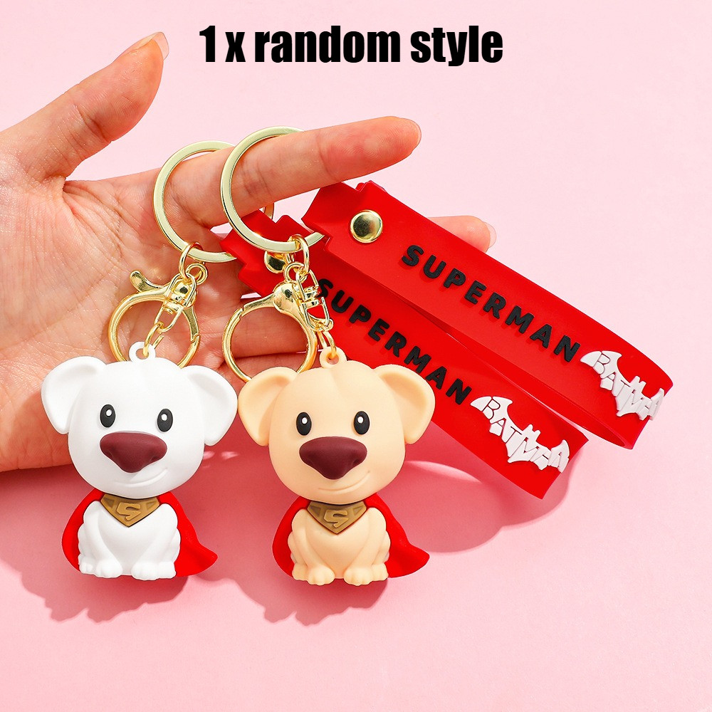 Mới Krypto Móc Khóa Hoạt Hình Siêu Nhân Con Chó Con Móc Khóa Búp Bê Mặt Dây Chuyền Cho Túi
