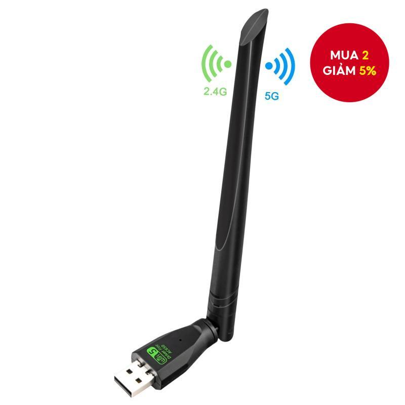 Bộ chuyển đổi USB WiFi băng tần kép AC650 650Mbps cho PC Windows Linux Mac