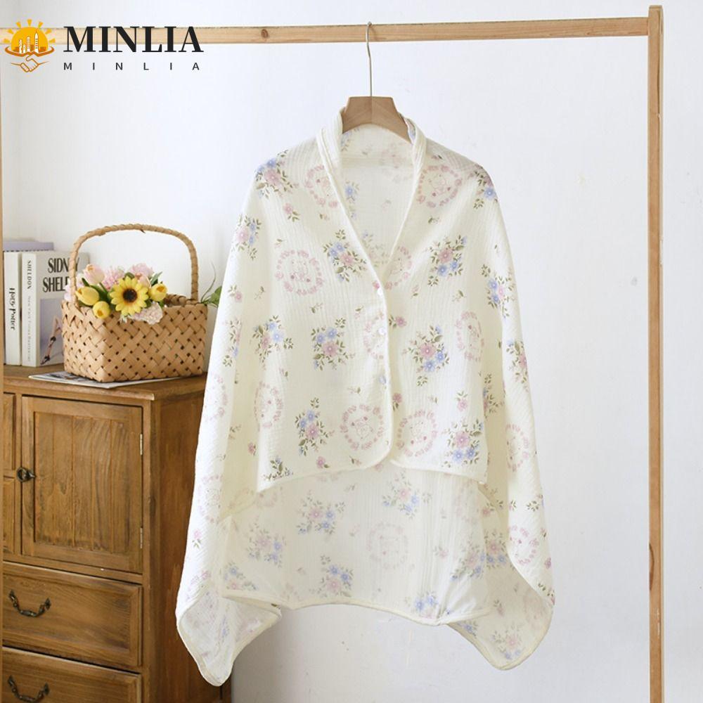 MINLIA - Chăn Cotton Thoáng Khí In Hoa, Soft Multi-use Nursing Apron, Giữ Ấm Cho Mẹ Mang Thai