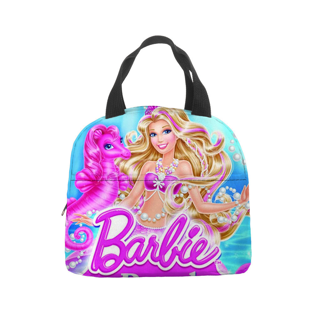 [Hoạt hình] Barbie Barbie Túi đựng đồ ăn trưa Túi cách nhiệt di động Thời trang In kỹ thuật số Túi đ
