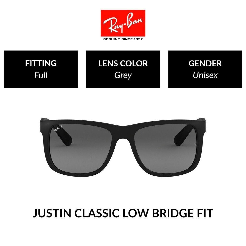 Kính râm phân cực Unisex W4lq Ray-Ban Justin (55mm) rb4165f 622 / T3 4DNW