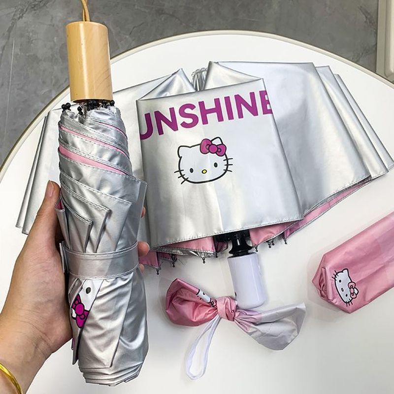 【Fast shipping】ô che mưa hello kitty  ô tự động hello kitty Hướng dẫn sử dụng ô Hello Kitty dễ thươn