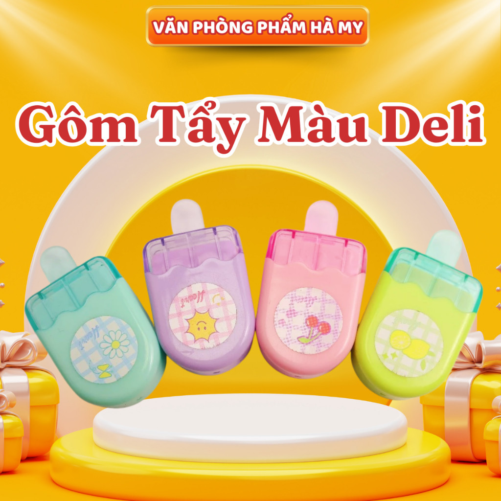 COMBO 5 CỤC Gôm Tẩy Màu Deli Hình Que Kem - 71122