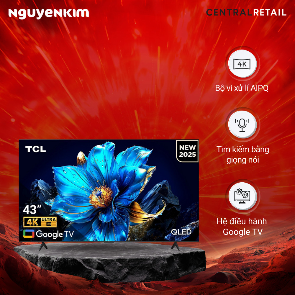 [Mới 2025] Smart Tivi QLED TCL 4K 43 inch 43P7K