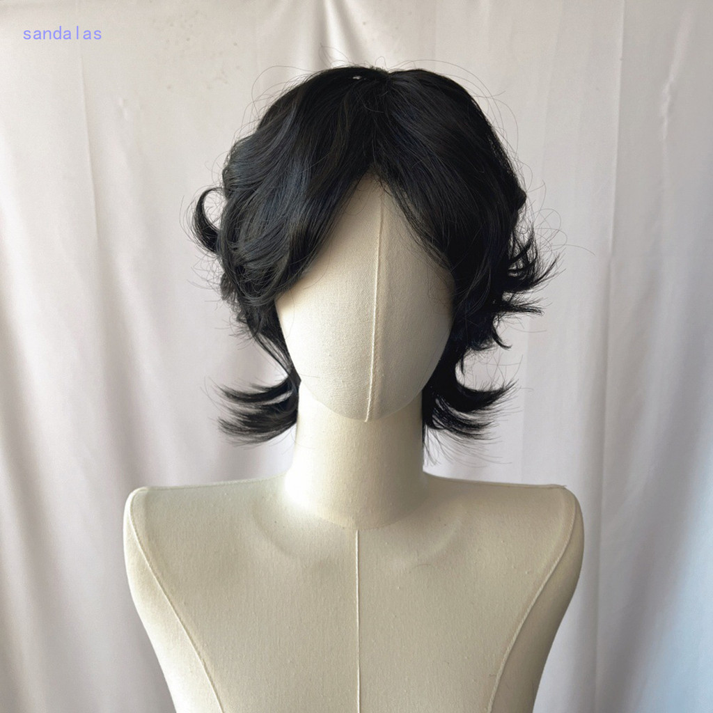 [Sanda] Nam Trẻ Lông Tơ Ngắn Tóc Giả Xoăn Phong Cách Nhật Bản Đuôi Sói Mullet Cosplay Đầu Mullet Tóc