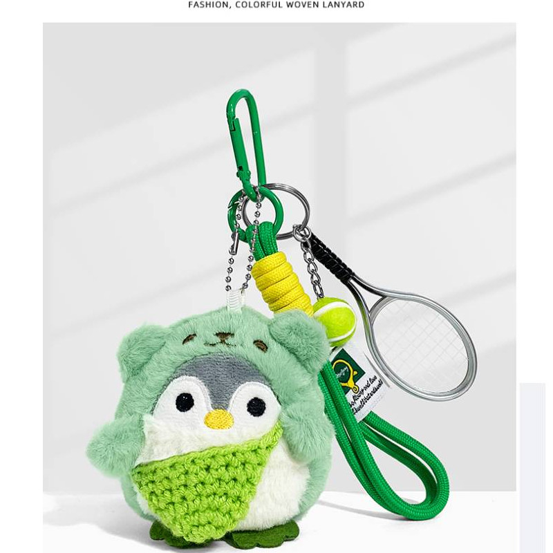 Cute Plush Penguin Doll Endorsement Bag Shuttlecock Pendant Couple Keychain mgNP
