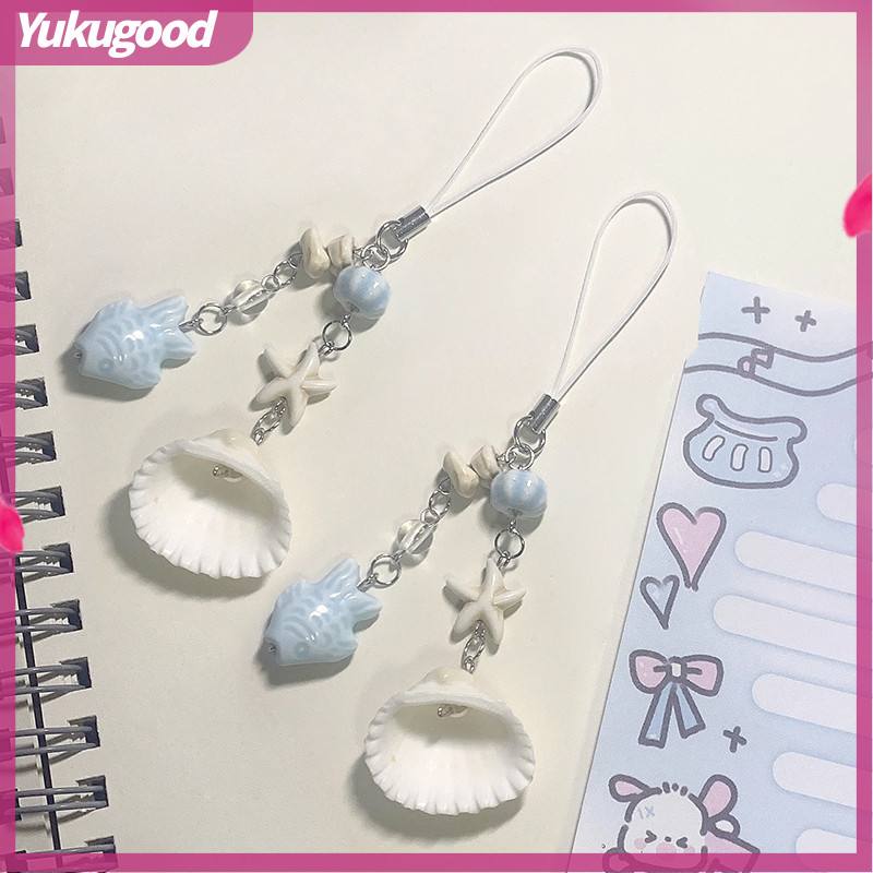 Summer Starfish Shell Phone Chain Girl Heart Bead Handmade Phone Chain Pendant Phone Case-YUKU