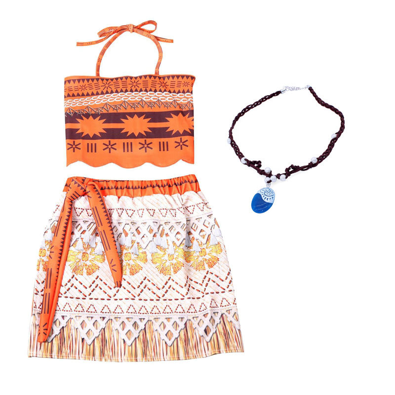 Moana Trang Phục Cho Trẻ Em Bé Gái 1-10 Tuổi Thời Trang Moana Top Váy Vòng Cổ Phụ Kiện Bộ Bé Chụp Ản