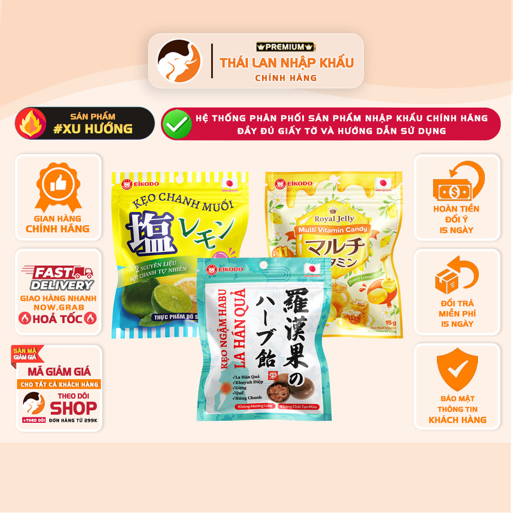 Kẹo Ngậm Eikodo 80g – Kẹo Ngậm Đủ Vị, Hàng Chính Hãng Eikodo Việt Nam