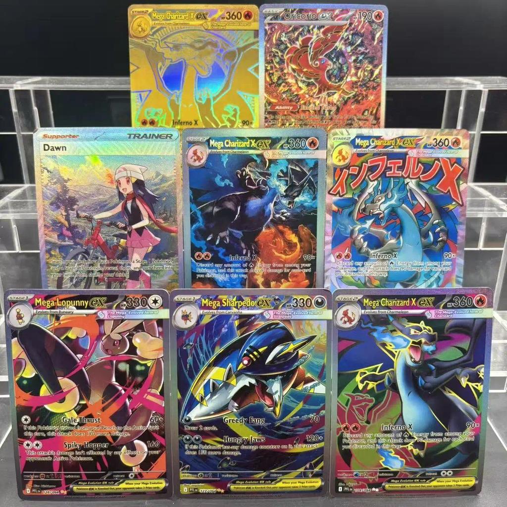 Pokemon DIY PTCG Bộ Sưu Tập Thẻ Mega Charizard X ex Phantasmal Ngọn Lửa EN Tự Làm Thẻ Đơn Trò Chơi Cổ Điển Thẻ Anime Quà Tặng Đồ Chơi