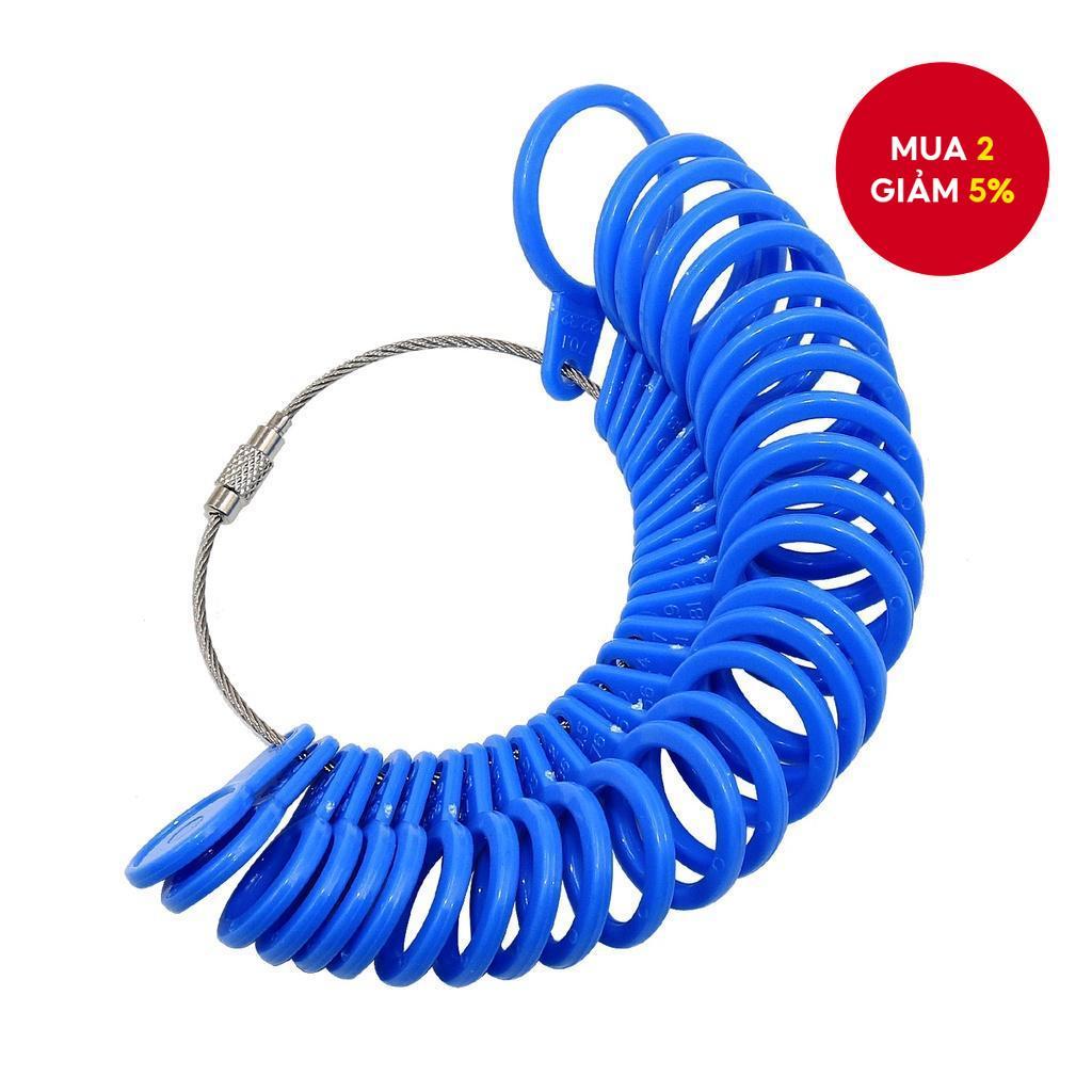 Công cụ đo kích thước vòng nhựa màu xanh của Hoa Kỳ - Đồng hồ đo kích thước ngón tay 27 mảnh để đo c