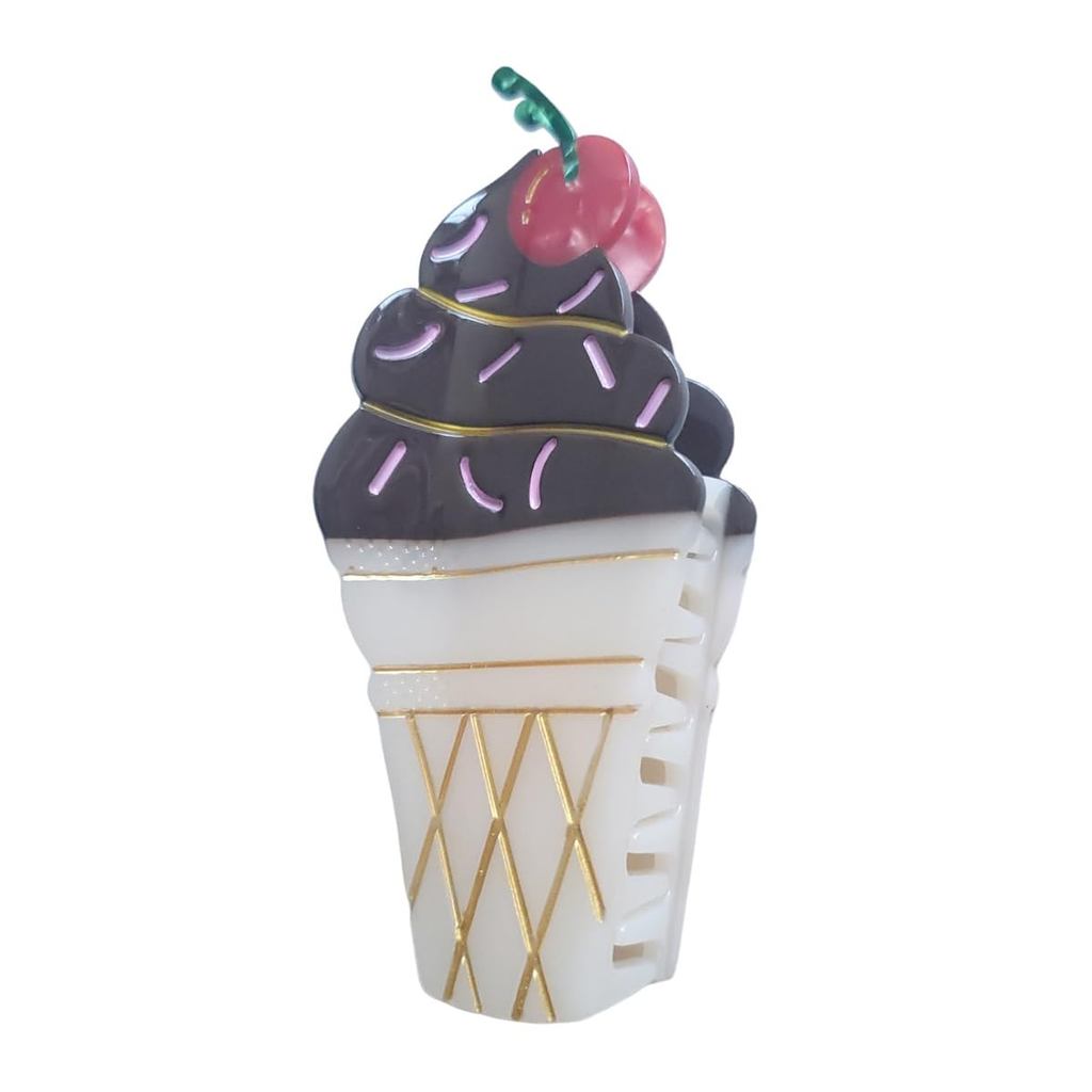 Kẹp Móng Vuốt Kem, Kẹp Tóc Acetate, Kẹp Tóc Lớn Cho Nữ, Sôcôla